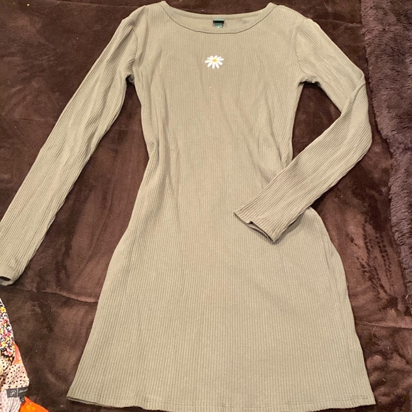 Dark Green Sweater Dress - Picture 1 of 2